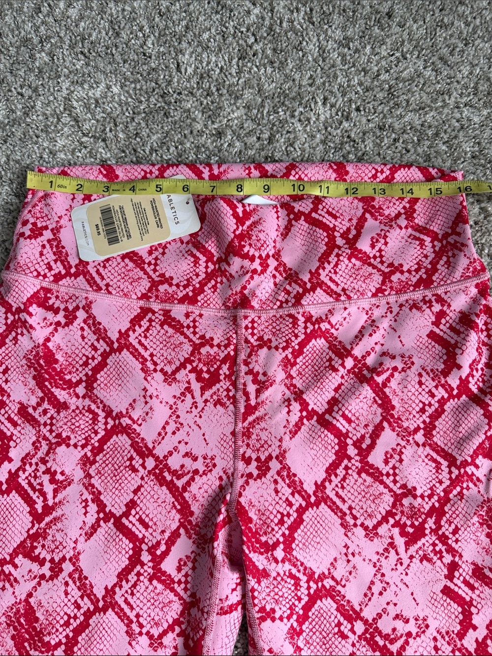 Fabletics Pink and Red Snake-Print Active Leggings - Picture 2 of 5